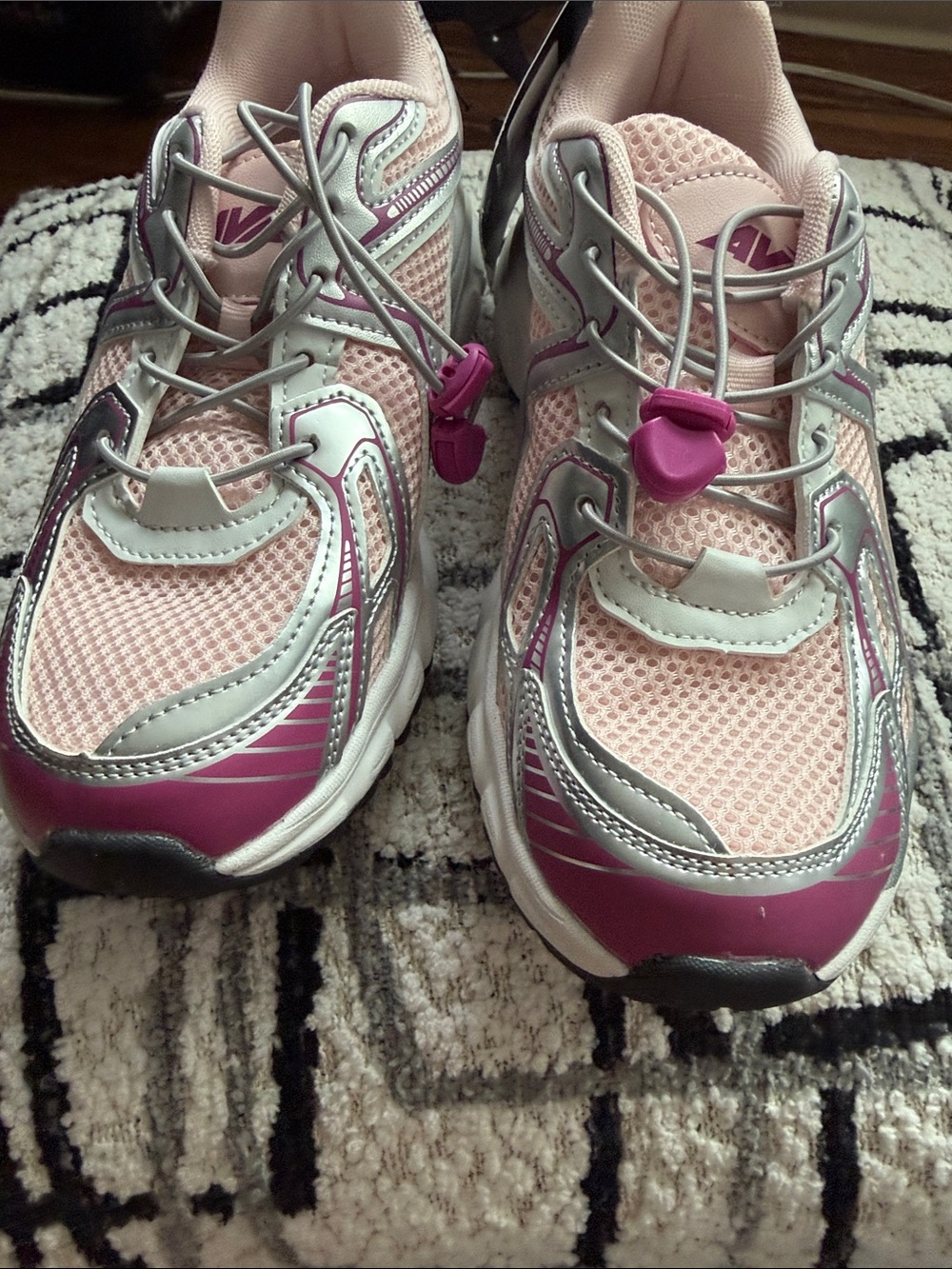 Avia Pink and Silver Girls' Mesh Athletic Sneakers
